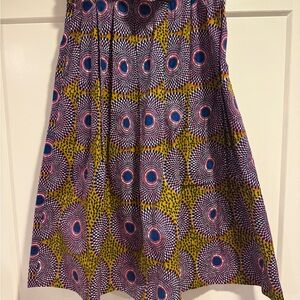 Chic Geometric Midi Skirt in Yellow and Blue